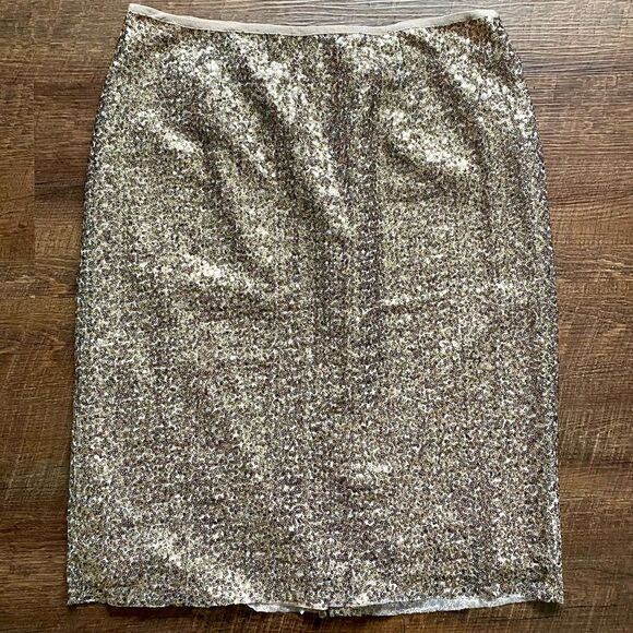 CHICO’S gold sequin pencil skirt NWT shimmer party holiday sz 1 Medium - Picture 16 of 16